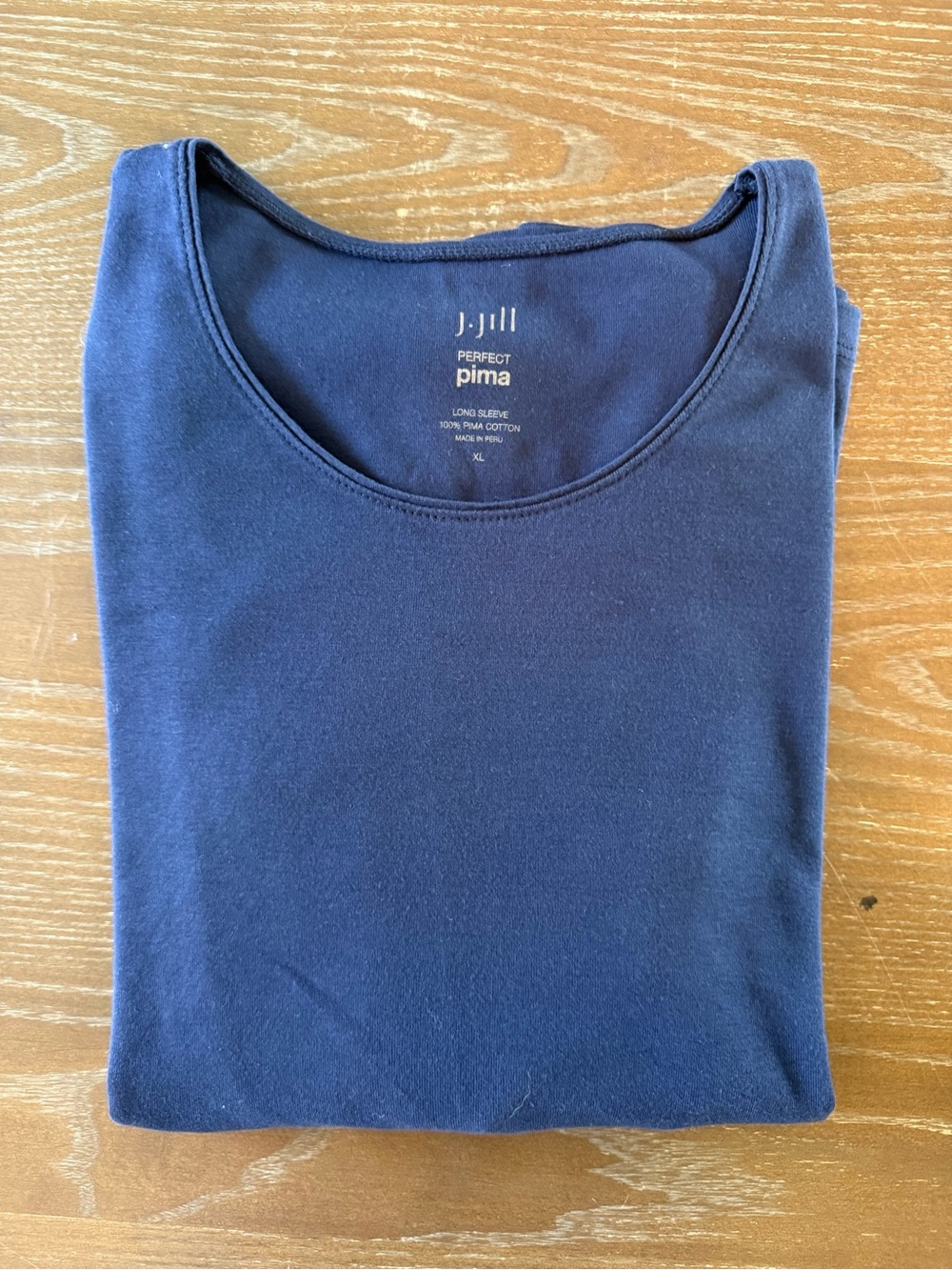 J.Jill Perfect Pima Long Sleeve Shirt Women’s XL Navy Blue 100% Cotton